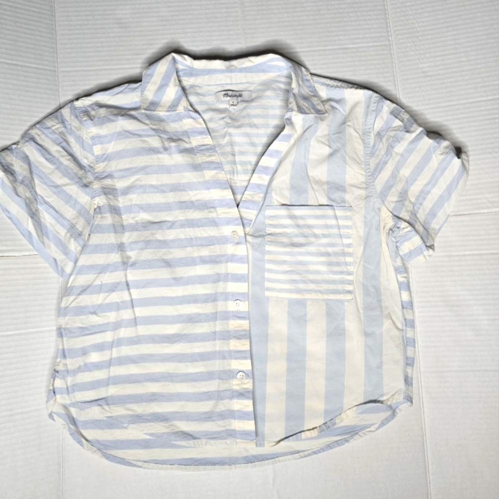 Madewell Blue and White Striped Button-Down Shirt